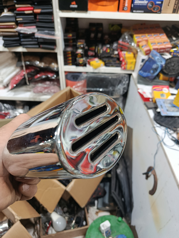سر اگزوز طرح استیل بیضی سه خط سایز بزرگ